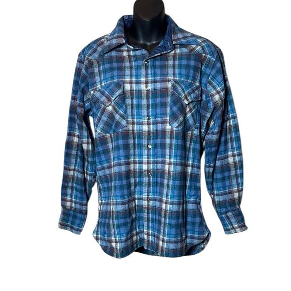 Pendleton men’s vintage pure virgin wool high grade western wear plaid med long - Picture 1 of 6